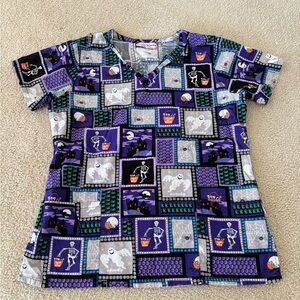 Scrub Works Halloween Themed Scrub Top